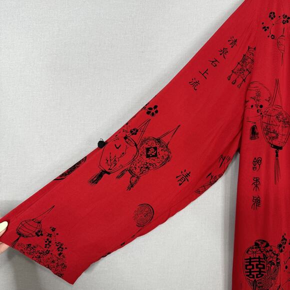 Soft Surroundings Shirt Womens 2X Red Pagoda Lantern Tunic Top Oriental Asian - Picture 4 of 14